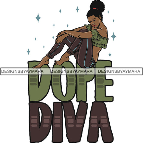 Afro Melanin Popping Dope Diva Quotes SVG Cutting Files For Silhouette Cricut and More