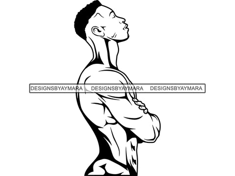 Black Man African Model Confidence Power Male Attractive Strength Men Power Fit Build Healthy .SVG .EPS .PNG Vector Clipart Digital Download Circuit Cut Cutting