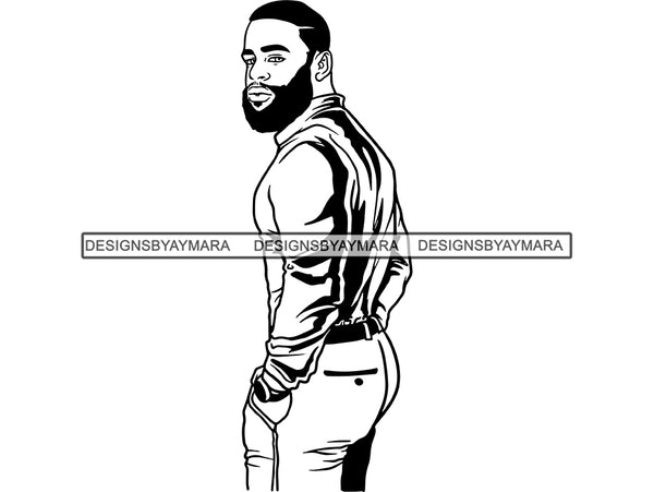 Black Man African Model Confidence Power Male Attractive Strength Men Power Fit Build Healthy .SVG .EPS .PNG Vector Clipart Digital Download Circuit Cut Cutting