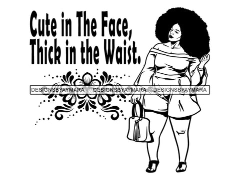 Afro Thick BBW Woman SVG African American Ethnicity Afro Puffy Hair Queen Diva Classy Lady  Beautiful Big And Bougie SVG PNG JPG EPS Vector Clipart Cricut Cutting Cut