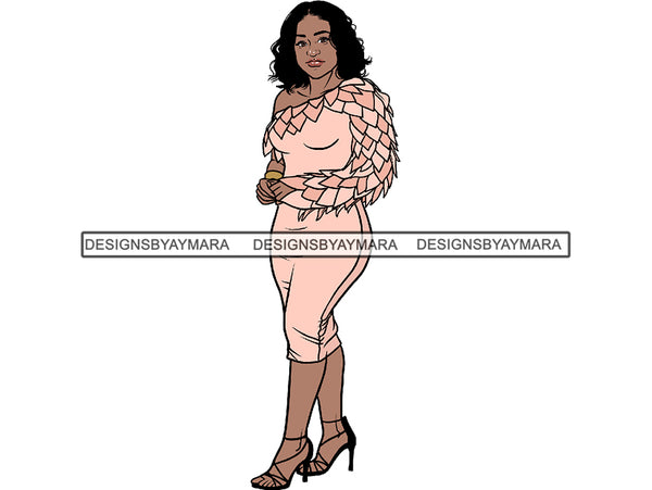 Afro Thick BBW Woman African American Ethnicity Afro Puffy Hair Queen Diva Classy Lady  Beautiful Big And Bougie  PNG JPG EPS Vector Clipart