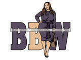 Plus Size Curvy Woman Thick Goddess BBW African American Ethnicity Queen Diva Classy Lady .SVG .PNG .JPG Vector Clipart Not For Cutting