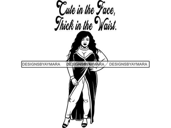 Afro Thick BBW Woman SVG African American Ethnicity Afro Puffy Hair Queen Diva Classy Lady  Beautiful Big And Bougie SVG PNG JPG EPS Vector Clipart Cricut Cutting Cut