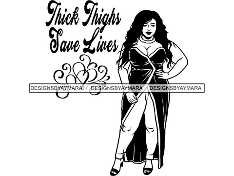 Afro Thick BBW Woman SVG African American Ethnicity Afro Puffy Hair Queen Diva Classy Lady  Beautiful Big And Bougie SVG PNG JPG EPS Vector Clipart Cricut Cutting Cut