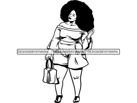 Afro Woman SVG BBW Big and Bougie African American Ethnicity Classy Lady Diva Queen .PNG .JPG .EPS .SVG Vector Clipart Clipart Cricut Circuit Cut Cutting