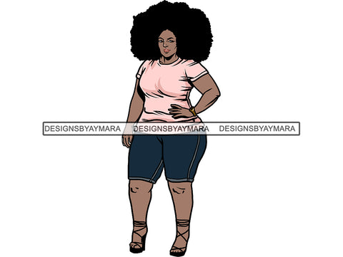 Afro Thick BBW Woman African American Ethnicity Afro Puffy Hair Queen Diva Classy Lady  Beautiful Big And Bougie  PNG JPG EPS Vector Clipart