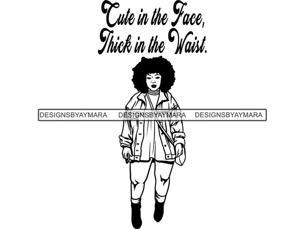 Afro Thick BBW Woman SVG African American Ethnicity Afro Puffy Hair Queen Diva Classy Lady  Beautiful Big And Bougie SVG PNG JPG EPS Vector Clipart Cricut Cutting Cut