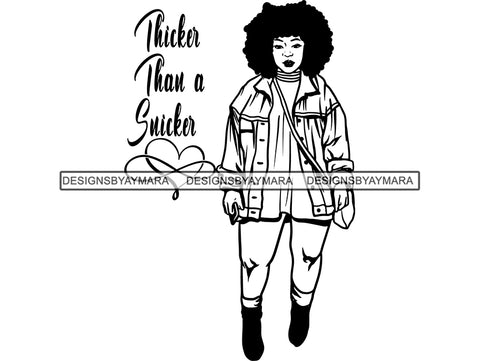 Afro Thick BBW Woman SVG African American Ethnicity Afro Puffy Hair Queen Diva Classy Lady  Beautiful Big And Bougie SVG PNG JPG EPS Vector Clipart Cricut Cutting Cut