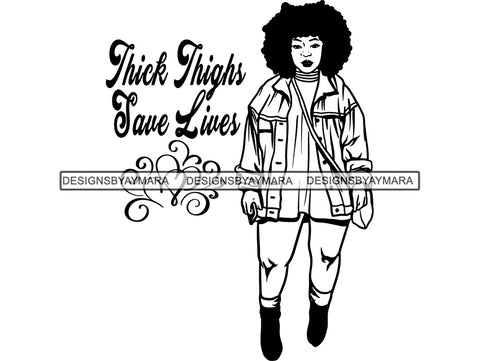 Afro Thick BBW Woman SVG African American Ethnicity Afro Puffy Hair Queen Diva Classy Lady  Beautiful Big And Bougie SVG PNG JPG EPS Vector Clipart Cricut Cutting Cut