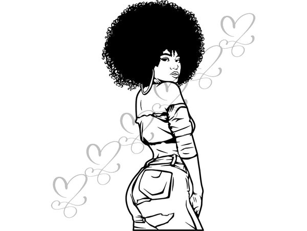 Afro Beautiful Black Woman SVG African American Ethnicity Afro Puffy Hairstyle Beauty Salon Queen Diva Classy Lady  .SVG .EPS .PNG Vector Clipart Digital Cricut Circuit Cut Cutting