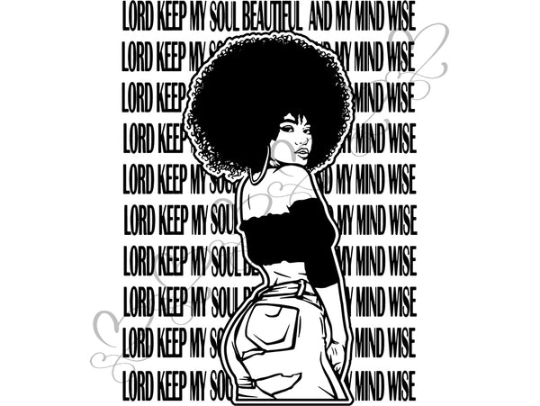 Afro Beautiful Black Woman SVG African American Ethnicity Afro Puffy Hairstyle Queen Diva Classy Lady .SVG .EPS .PNG .JPG Vector Clipart Digital Cricut Circuit Cut Cutting