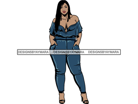 Afro Thick BBW Woman SVG African American Ethnicity Afro Puffy Hair Queen Diva Classy Lady  Beautiful Big And Bougie  PNG JPG EPS Vector Clipart