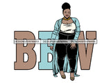 Plus Size Curvy Woman SVG Thick Goddess BBW African American Ethnicity Queen Diva Classy Lady .SVG .EPS .PNG .JPG Vector Clipart Not For Cutting