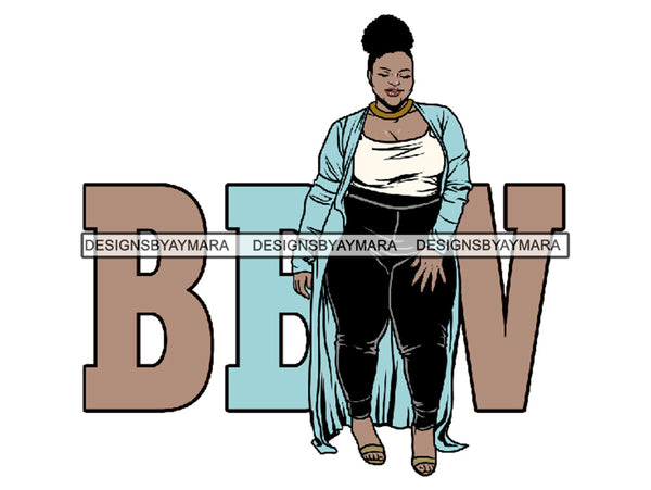 Plus Size Curvy Woman SVG Thick Goddess BBW African American Ethnicity Queen Diva Classy Lady .SVG .EPS .PNG .JPG Vector Clipart Not For Cutting