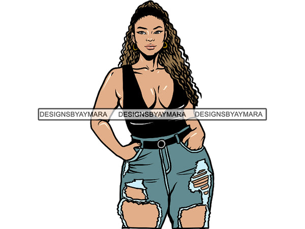 Afro Thick BBW Woman SVG African American Ethnicity Afro Puffy Hair Queen Diva Classy Lady  Beautiful Big And Bougie  PNG JPG EPS Vector Clipart
