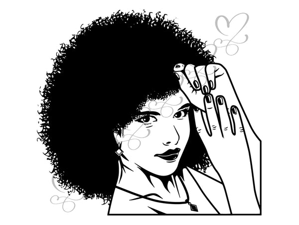 Afro Beautiful Black Woman SVG African American Ethnicity Afro Puffy Hairstyle Beauty Salon Queen Diva Classy Lady  Beautiful People Beauty Salon Princess