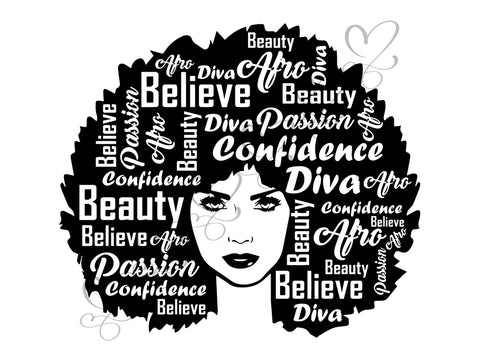 Afro Beautiful Black Woman SVG African American Ethnicity Afro Puffy Hairstyle Beauty Salon Queen Diva Classy Lady  Beautiful People Beauty Salon Princess