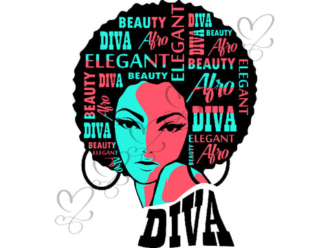 Afro Beautiful Black Woman SVG African American Ethnicity Afro Puffy Hairstyle Beauty Salon Queen Diva Classy Lady  Beautiful People Beauty Salon Princess