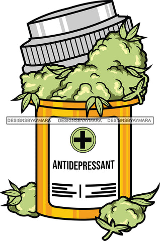 Antidepressant 420 Cannabis Hashish Weed Leaf Grass Marijuana Dispensary Mary Jane Hemp Pot Joint Blunt Stoned High Life SVG Cutting Files