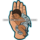 Baby Angle Sleeping On Head Design Element Little Angle With Wings White Background Vector SVG JPG PNG Vector Clipart Cricut Cutting Files