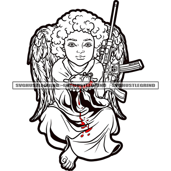 Melanin Woman Prisoner Facemask Money Print Franklin Afro Hairstyle Hostage Eyes Closed Black And White Color BW SVG JPG PNG Vector Clipart Cricut Cutting Files