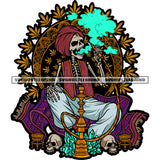 Skull Skeleton Buddha Smoking Weed Vector Color Design Element Smoke On Mouth White Background Buddha Sitting SVG PNG JPG Vector Cutting Cricut Files