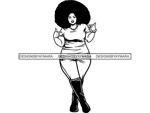 Afro Woman SVG BBW Big and Bougie African American Ethnicity Classy Lady Diva Queen .PNG .JPG .EPS .SVG Vector Clipart Clipart Cricut Circuit Cut Cutting