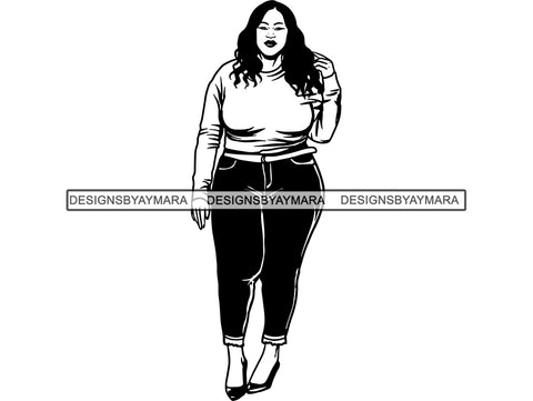 Afro Woman SVG BBW Big and Bougie African American Ethnicity Classy Lady Diva Queen .PNG .JPG .EPS .SVG Vector Clipart Clipart Cricut Circuit Cut Cutting