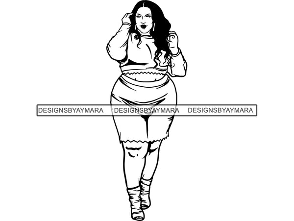 Thick Woman SVG BBW Big And Bougie Sexy African American Ethnicity Queen Diva Classy Lady  .SVG .EPS .PNG Vector Clipart Digital Cricut Circuit Cut Cutting