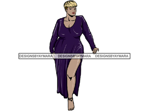 Afro Thick BBW Woman African American Ethnicity Queen Diva Classy Lady Beautiful Big And Bougie  PNG JPG EPS Vector Clipart