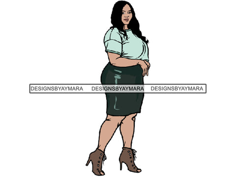 Afro Thick BBW Woman African American Ethnicity Queen Diva Classy Lady Beautiful Big And Bougie  PNG JPG EPS Vector Clipart