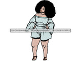 Afro Thick BBW Woman African American Ethnicity Queen Diva Classy Lady Beautiful Big And Bougie  PNG JPG EPS Vector Clipart