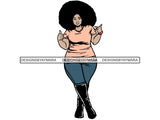 Afro Thick BBW Woman African American Ethnicity Queen Diva Classy Lady Beautiful Big And Bougie  PNG JPG EPS Vector Clipart