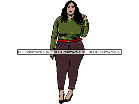Afro Thick BBW Woman African American Ethnicity Queen Diva Classy Lady Beautiful Big And Bougie  PNG JPG EPS Vector Clipart