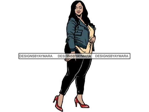 Afro Thick BBW Woman African American Ethnicity Queen Diva Classy Lady Beautiful Big And Bougie  PNG JPG EPS Vector Clipart