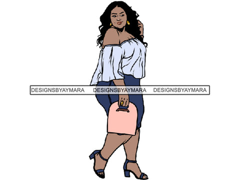 Afro Thick BBW Woman African American Ethnicity Queen Diva Classy Lady Beautiful Big And Bougie  PNG JPG EPS Vector Clipart