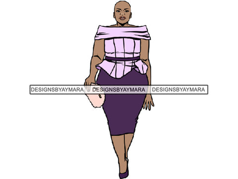 Afro Thick BBW Woman African American Ethnicity Queen Diva Classy Lady Beautiful Big And Bougie  PNG JPG EPS Vector Clipart