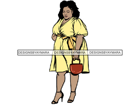Afro Thick BBW Woman African American Ethnicity Queen Diva Classy Lady Beautiful Big And Bougie  PNG JPG EPS Vector Clipart
