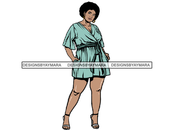 Afro Thick BBW Woman African American Ethnicity Queen Diva Classy Lady Beautiful Big And Bougie  PNG JPG EPS Vector Clipart