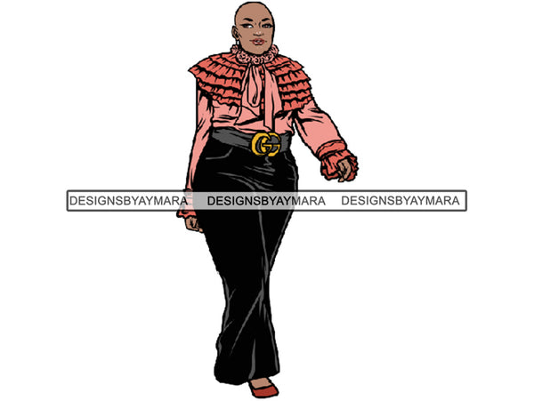 Afro Thick BBW Woman African American Ethnicity Queen Diva Classy Lady Beautiful Big And Bougie  PNG JPG EPS Vector Clipart