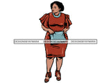 Afro Thick BBW Woman African American Ethnicity Queen Diva Classy Lady Beautiful Big And Bougie  PNG JPG EPS Vector Clipart