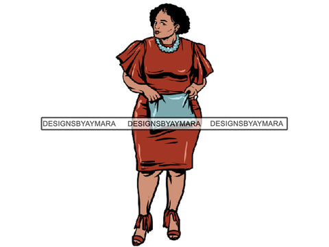 Afro Thick BBW Woman African American Ethnicity Queen Diva Classy Lady Beautiful Big And Bougie  PNG JPG EPS Vector Clipart