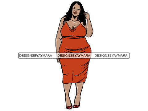 Afro Thick BBW Woman African American Ethnicity Queen Diva Classy Lady Beautiful Big And Bougie  PNG JPG EPS Vector Clipart
