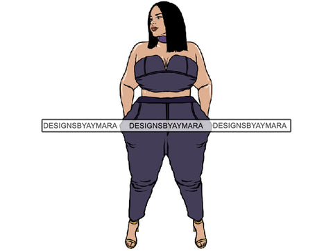 Afro Thick BBW Woman African American Ethnicity Queen Diva Classy Lady Beautiful Big And Bougie  PNG JPG EPS Vector Clipart