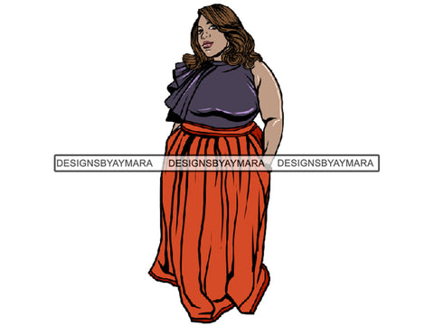Afro Thick BBW Woman African American Ethnicity Queen Diva Classy Lady Beautiful Big And Bougie  PNG JPG EPS Vector Clipart