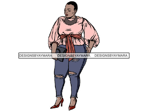 Afro Thick BBW Woman African American Ethnicity Queen Diva Classy Lady Beautiful Big And Bougie  PNG JPG EPS Vector Clipart