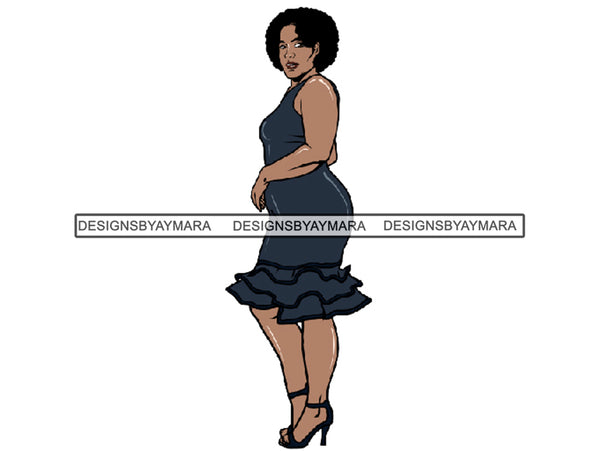 Afro Thick BBW Woman African American Ethnicity Queen Diva Classy Lady Beautiful Big And Bougie  PNG JPG EPS Vector Clipart