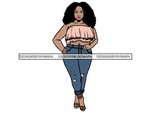 Afro Thick BBW Woman African American Ethnicity Afro Puffy Hair Queen Diva Classy Lady  Beautiful Big And Bougie  PNG JPG EPS Vector Clipart