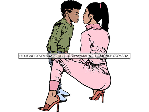 Happy Mother's Day Beautiful Woman Mom Child Goddess True Love  .SVG .EPS .PNG Vector Clipart Not For Cutting