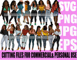 Divas Bundle 40 Designs For Commercial And Personal Use Black Girls Fashion Hipster Woman Nubian Queen Melanin SVG Cutting Files For Silhouette Cricut and More